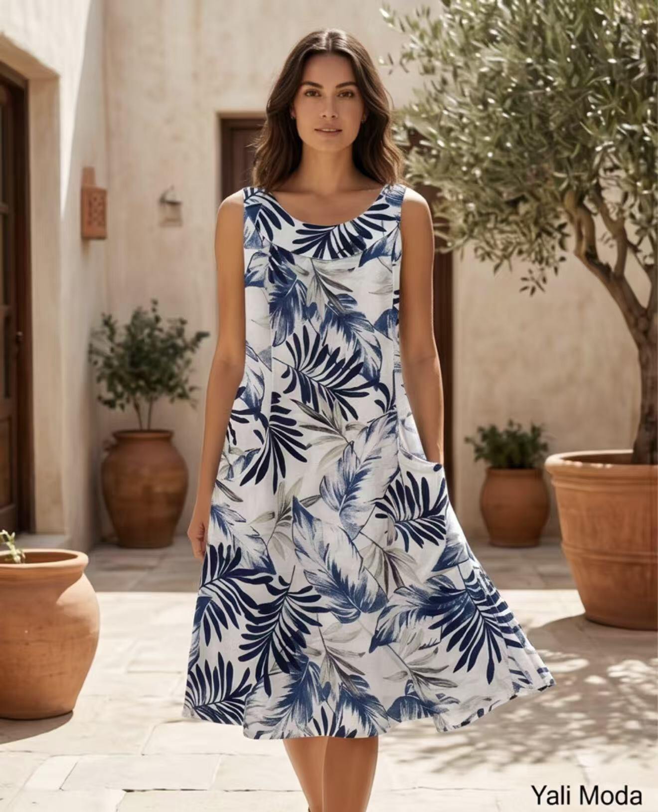 Wholesaler YALI MODA - Blue Palm Breeze