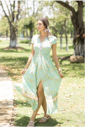 Mayorista YALI MODA - Vestido Largo de Verano "Azul Sereno"
