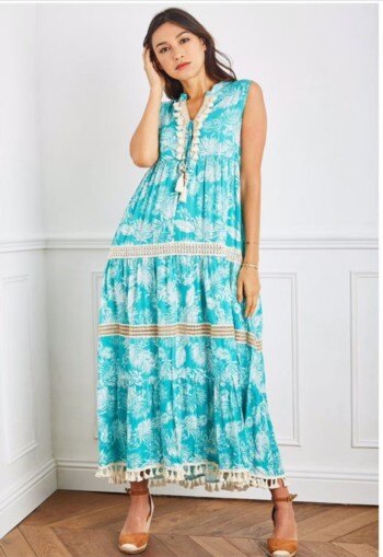 Wholesaler YALI MODA - Long Dress "Aqua Breeze"