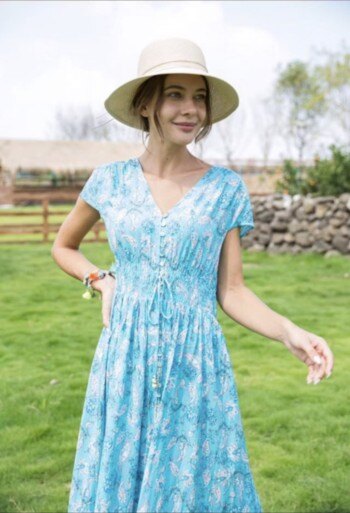 Mayorista YALI MODA - Vestido de Verano "Azul Sereno"