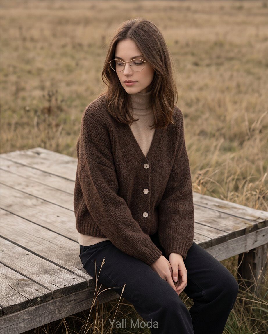 Grossista YALI MODA - Cardigan Oversize in Maglia con Lana e Alpaca