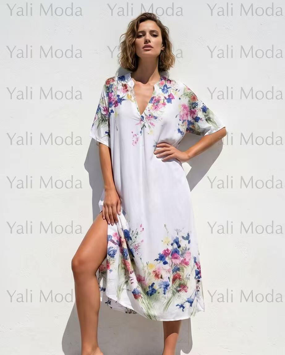 Wholesaler YALI MODA - Oversized Floral Dress in Stretch Viscose