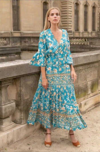 Wholesaler YALI MODA - Long Dress "Summer Blue"