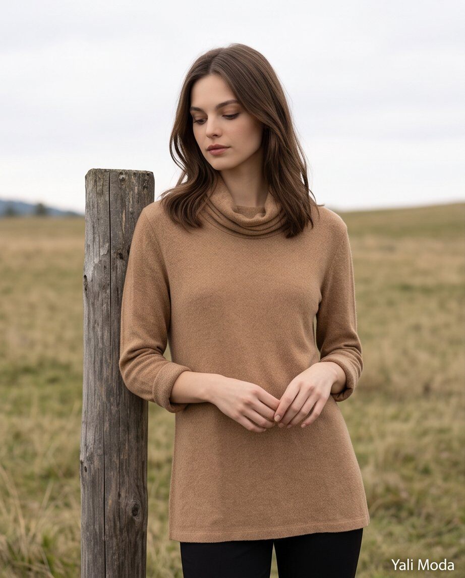Wholesaler YALI MODA - Soft Sweater with Soft Collar and Angora Wool