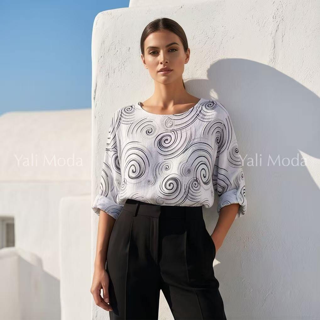 Mayorista YALI MODA - Blusa con estampado espiral artístico