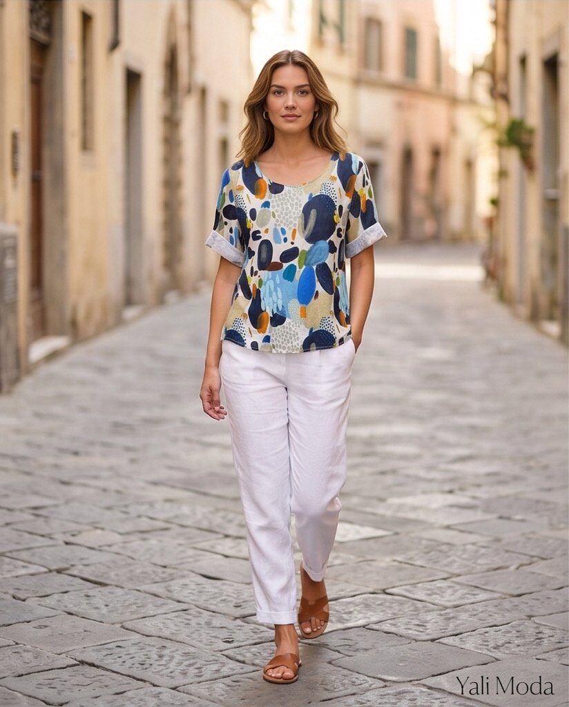 Wholesaler YALI MODA - Linen T-shirt "Colorful Breeze"
