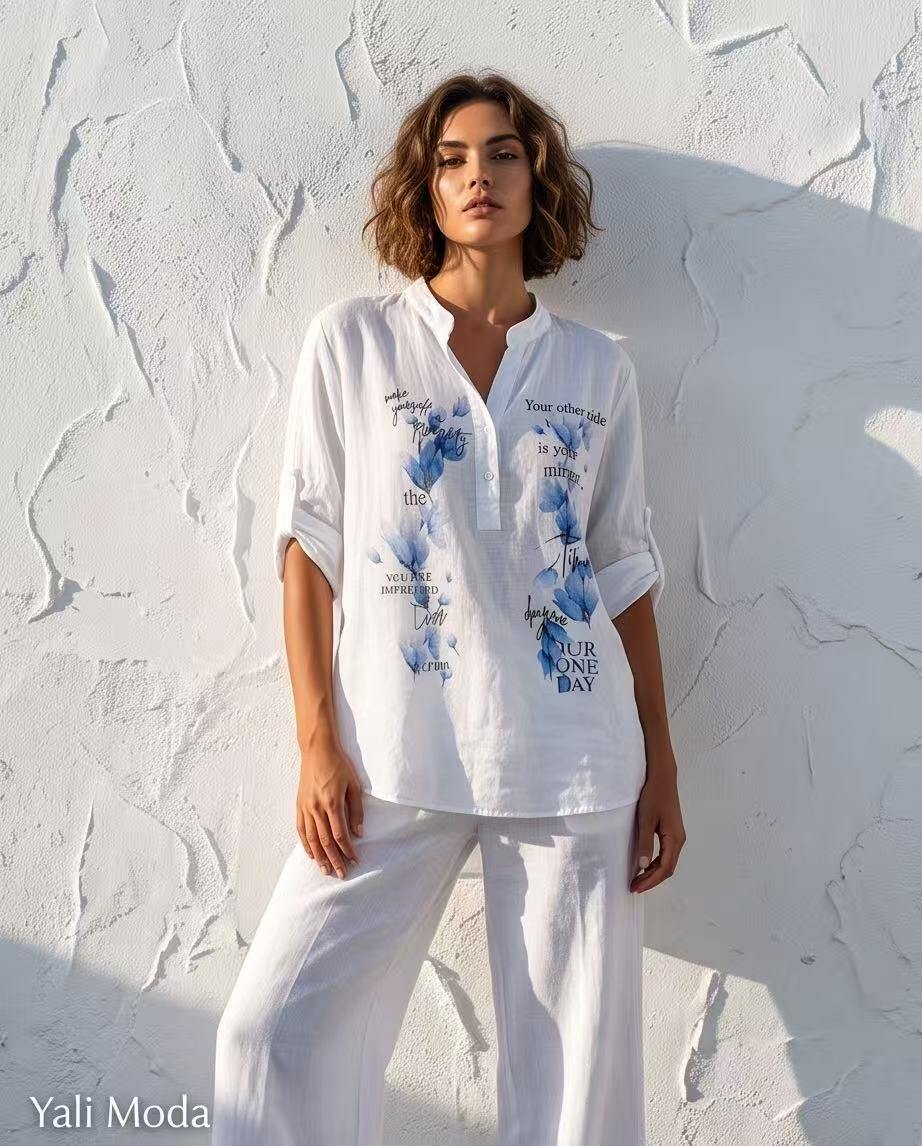 Mayorista YALI MODA - Camisa de Algodón con Estampado Floral Acuarela