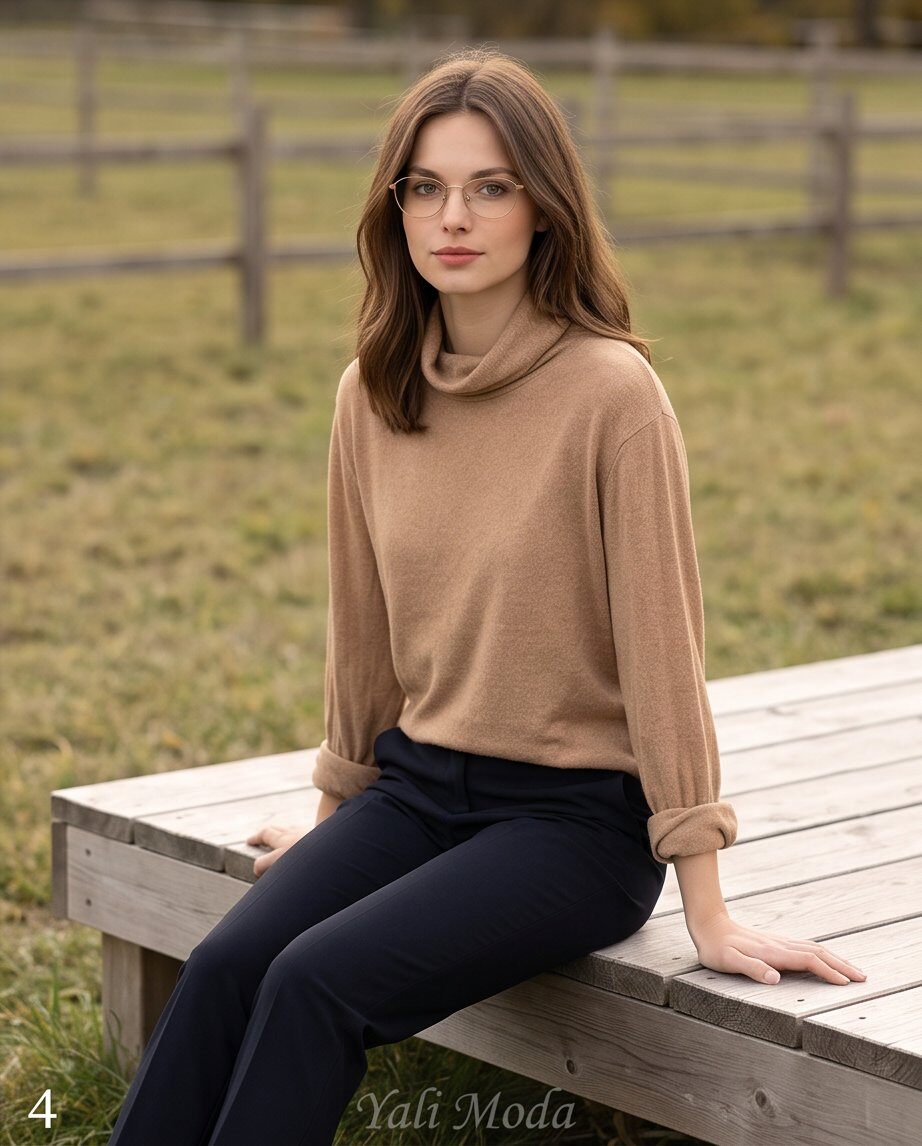 Wholesaler YALI MODA - Soft Sweater with Short Draped Collar in Wool and Angora