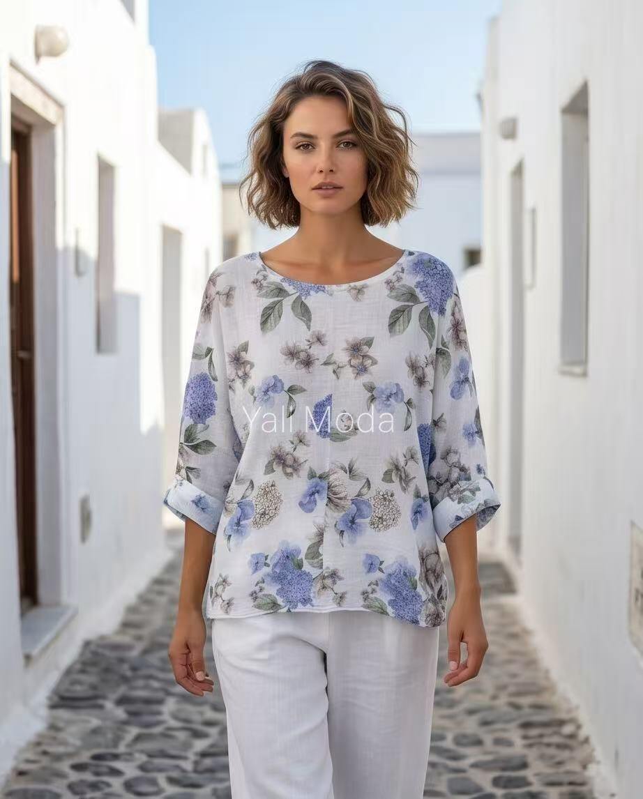 Mayorista YALI MODA - Suéter Floral Elegancia Hortensia