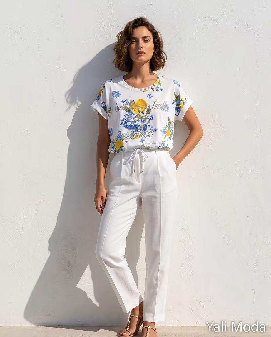 Wholesaler YALI MODA - Mediterranean Lemon T-Shirt with Drawstring