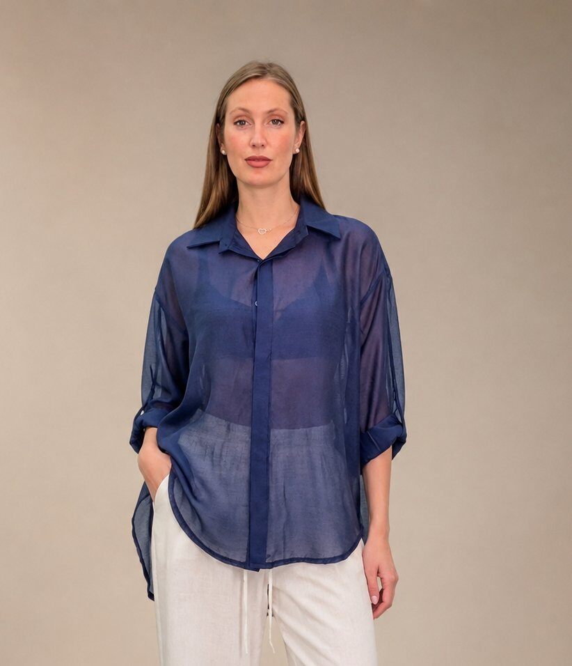 Grossista Yitaly Style - CAMICIA OVERSIZE SEMITRASPARENTE