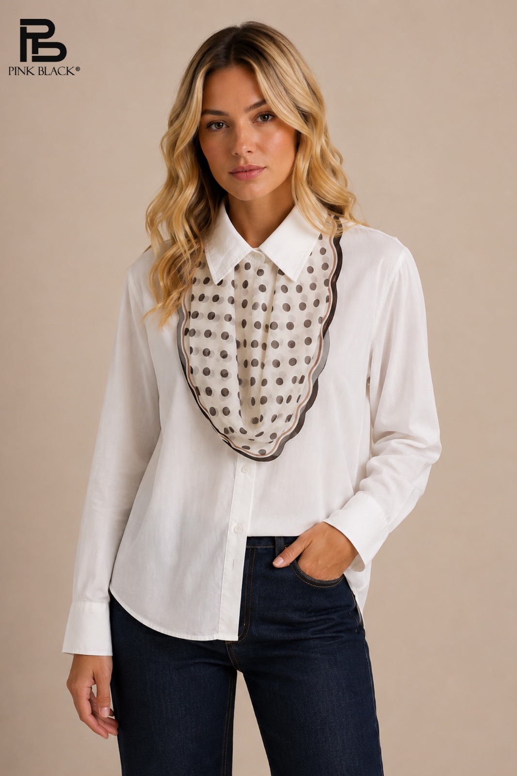 Wholesaler Yitaly Style - SHIRT WITH POLKA DOT SCARF