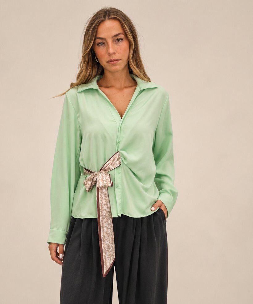 Wholesaler Yitaly Style - Shirt with Crossed Detail and Scarf