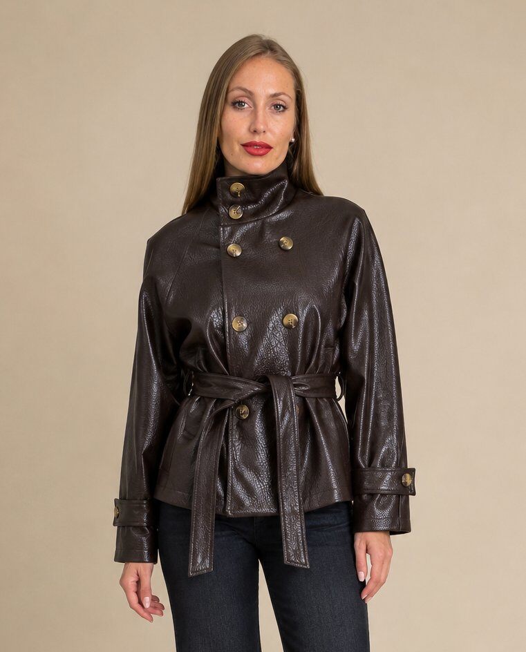 Grossista Yitaly Style - Giacca effetto pelle con cintura