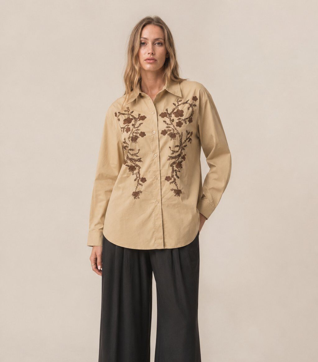 Wholesaler Yitaly Style - SHIRT WITH FLORAL EMBROIDERY