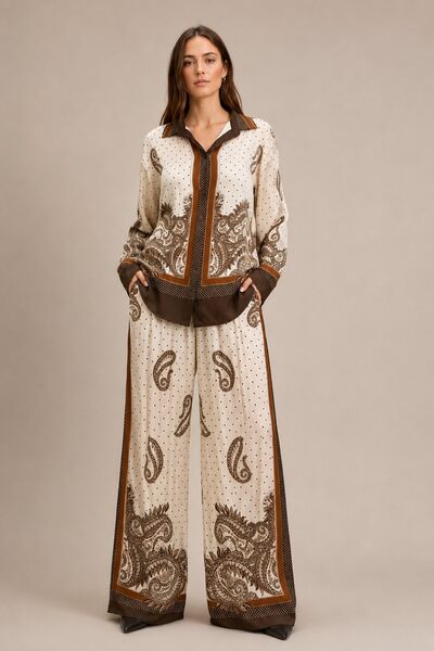 Grossiste Yitaly Style - ENSEMBLE EN SATIN AVEC IMPRIMÉ PAISLEY ET MICRO POIS Grossiste Yitaly Style - ENSEMBLE EN SATIN AVEC IMPRIMÉ PAISLEY ET MICRO POIS