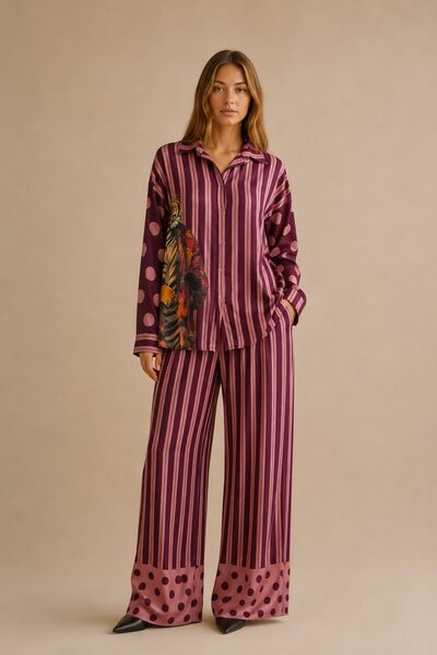 Grossiste Yitaly Style - ENSEMBLE EN VISCOSE À RAYURES ET POIS AVEC IMPRIMÉ Grossiste Yitaly Style - ENSEMBLE EN VISCOSE À RAYURES ET POIS AVEC IMPRIMÉ