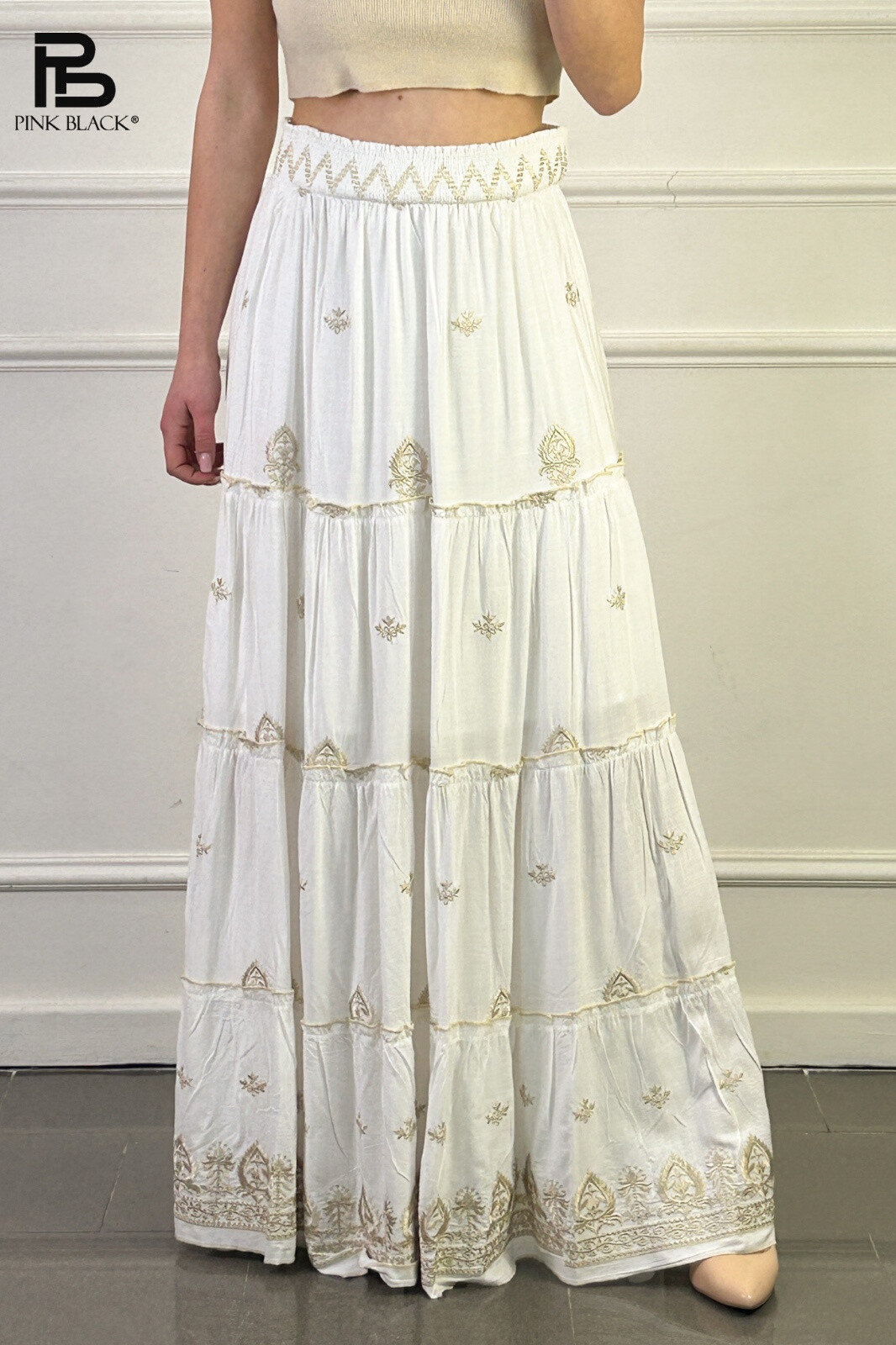Wholesaler Yitaly Style - LONG EMBROIDERED RUFFLE DRESS