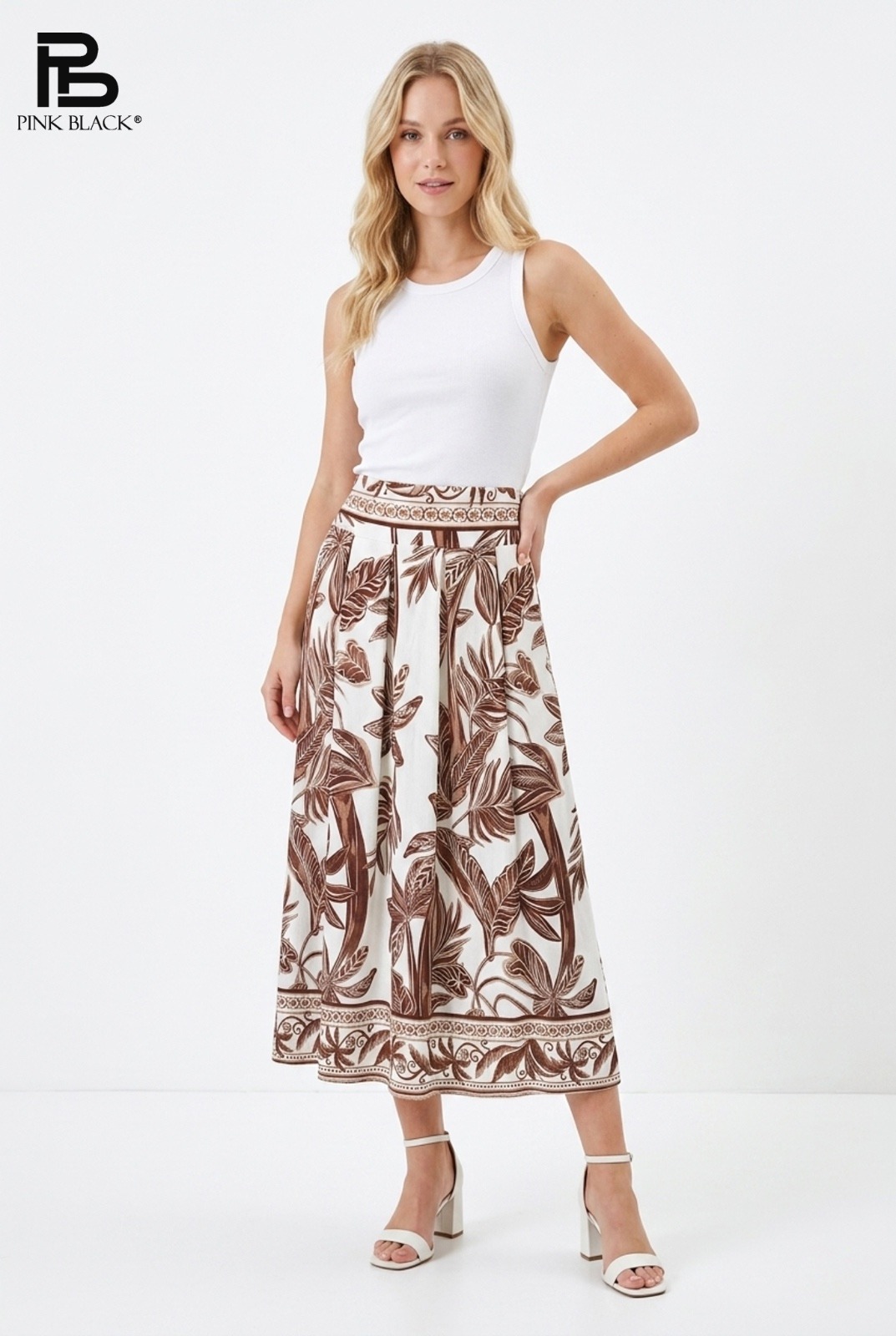 Wholesaler Yitaly Style - WIDE SKIRT WITH TROPICAL PRINT