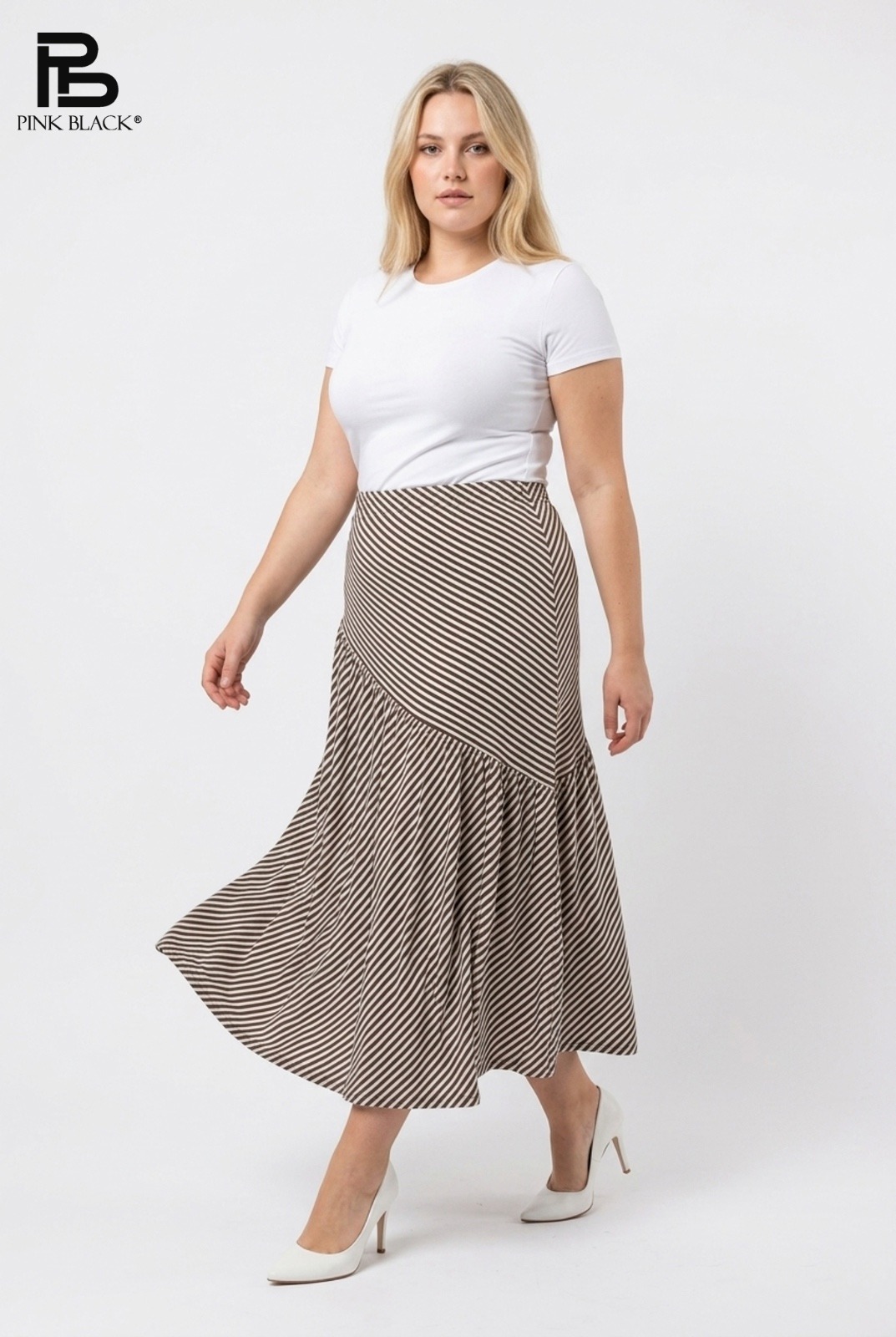 Wholesaler Yitaly Style - FLARED SKIRT WITH ASYMMETRICAL RUFFLES PLUS SIZE