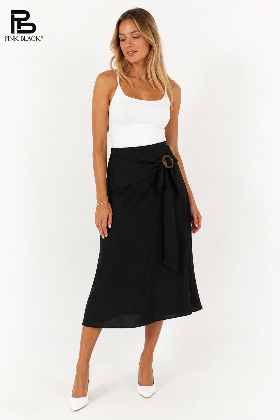Mayorista Yitaly Style - FALDA MIDI CRUZADA CON HEBILLA
