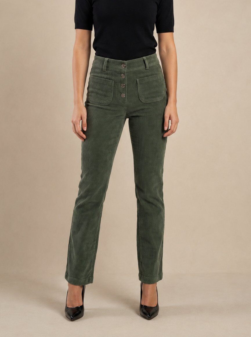 Wholesaler Yitaly Style - HIGH-WAISTED CORDUROY TROUSERS