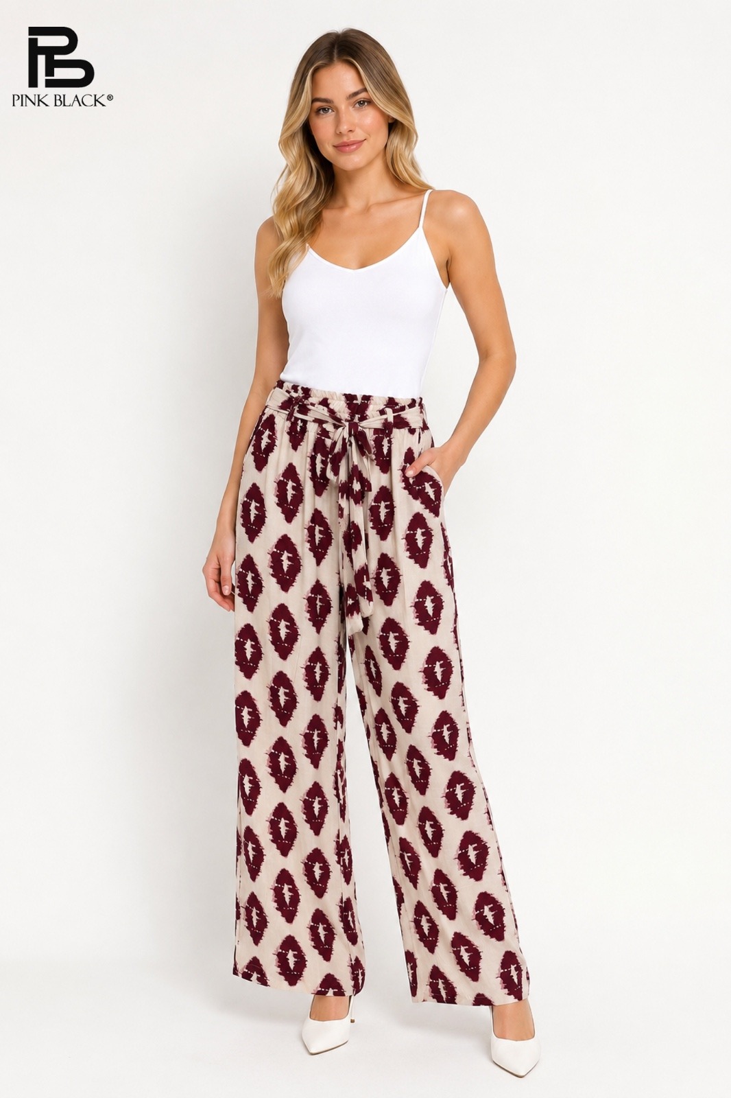 Wholesaler Yitaly Style - PALAZZO PANTS WITH IKAT PRINT AND BELT