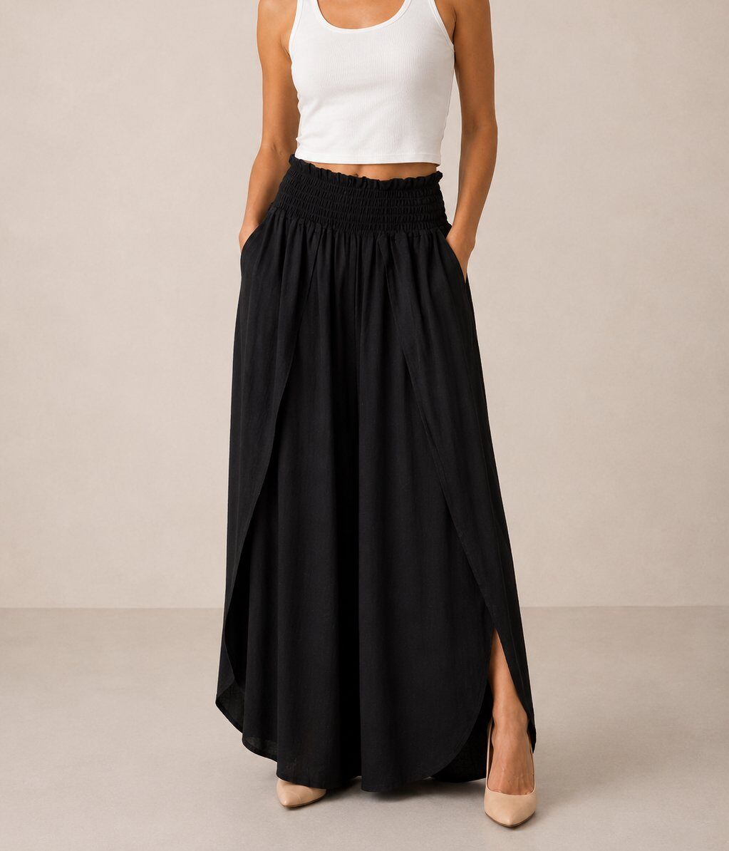 Grossiste Yitaly Style - PANTALON LARGE AVEC SUPERPOSITION CROISÉE
