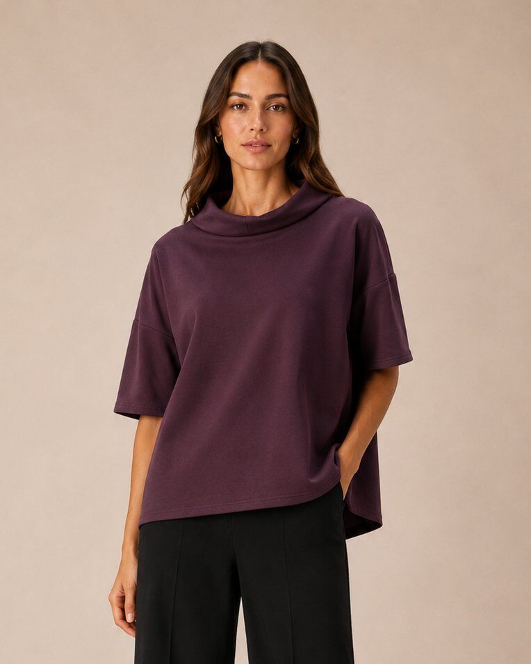 Wholesaler Yitaly Style - OVERSIZED SWEATER IN TECHNICAL FABRIC WITH FUNNEL NECK