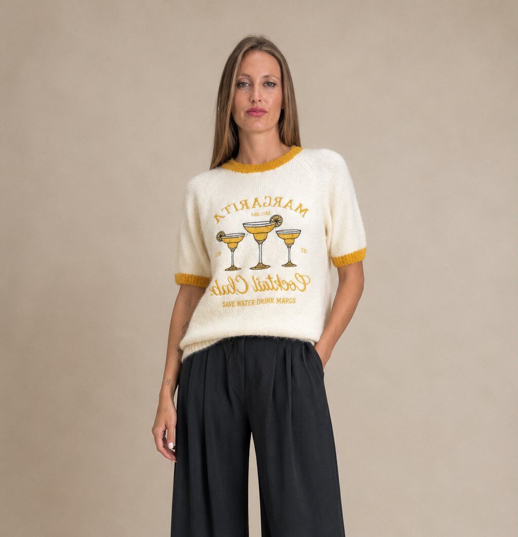 Wholesaler Yitaly Style - MESH KNIT SWEATER WITH INTARSIA
