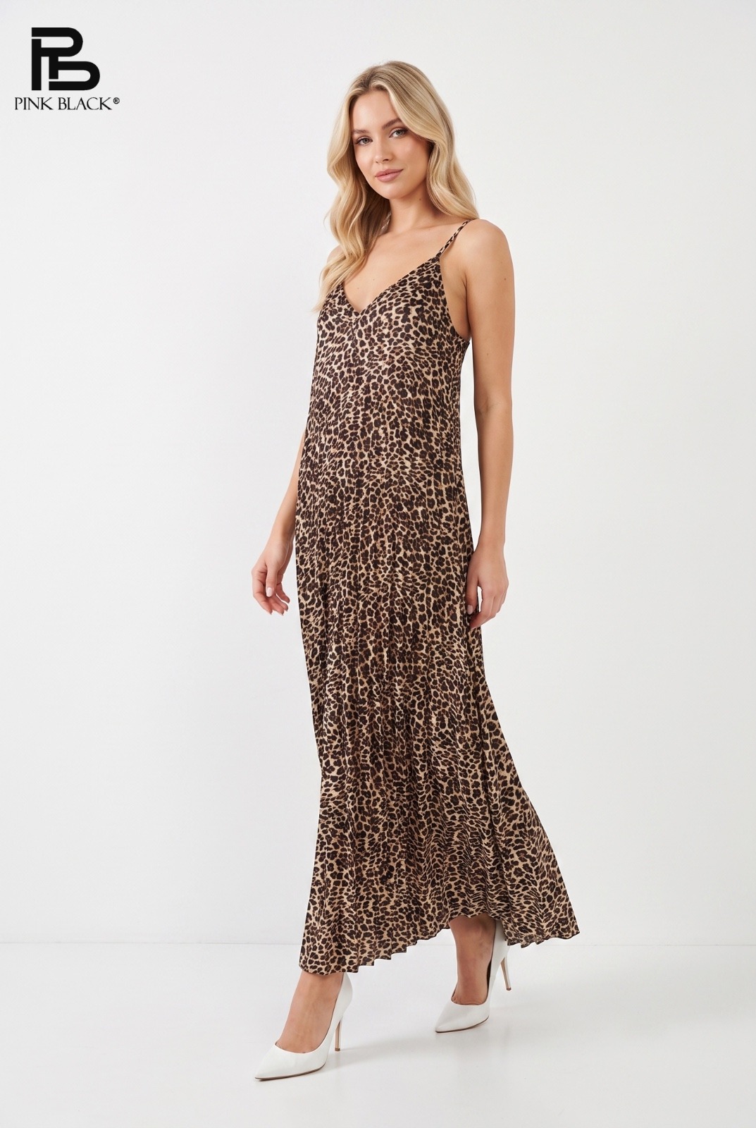 Mayorista Yitaly Style - VESTIDO LARGO PLISADO ANIMAL PRINT