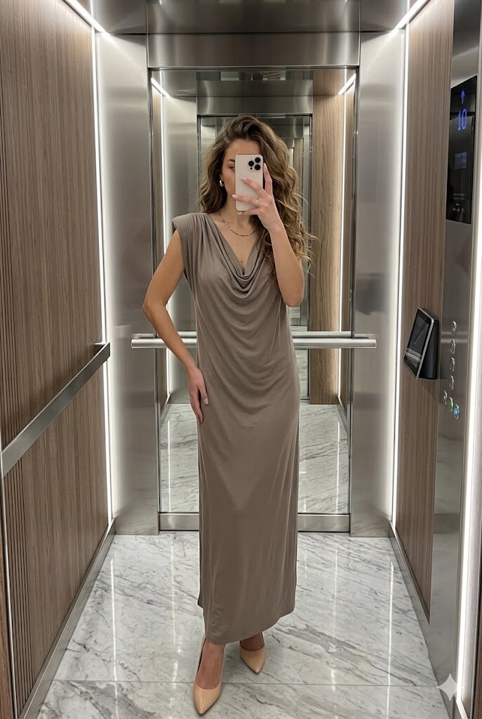 Mayorista Yitaly Style - VESTIDO LARGO CON ESCOTE CAPUCHA