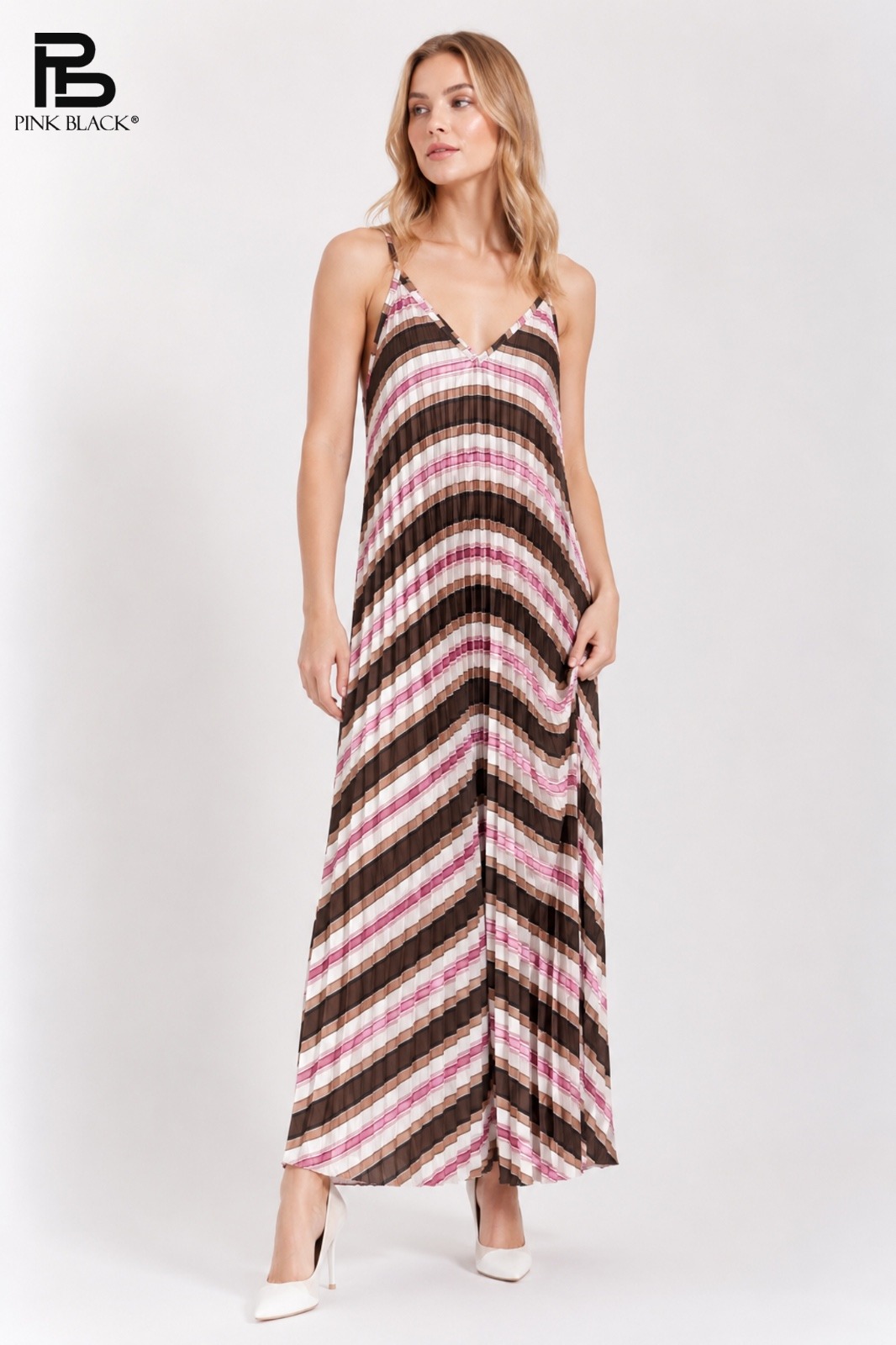 Wholesaler Yitaly Style - MULTICOLOR PLEATED LONG DRESS