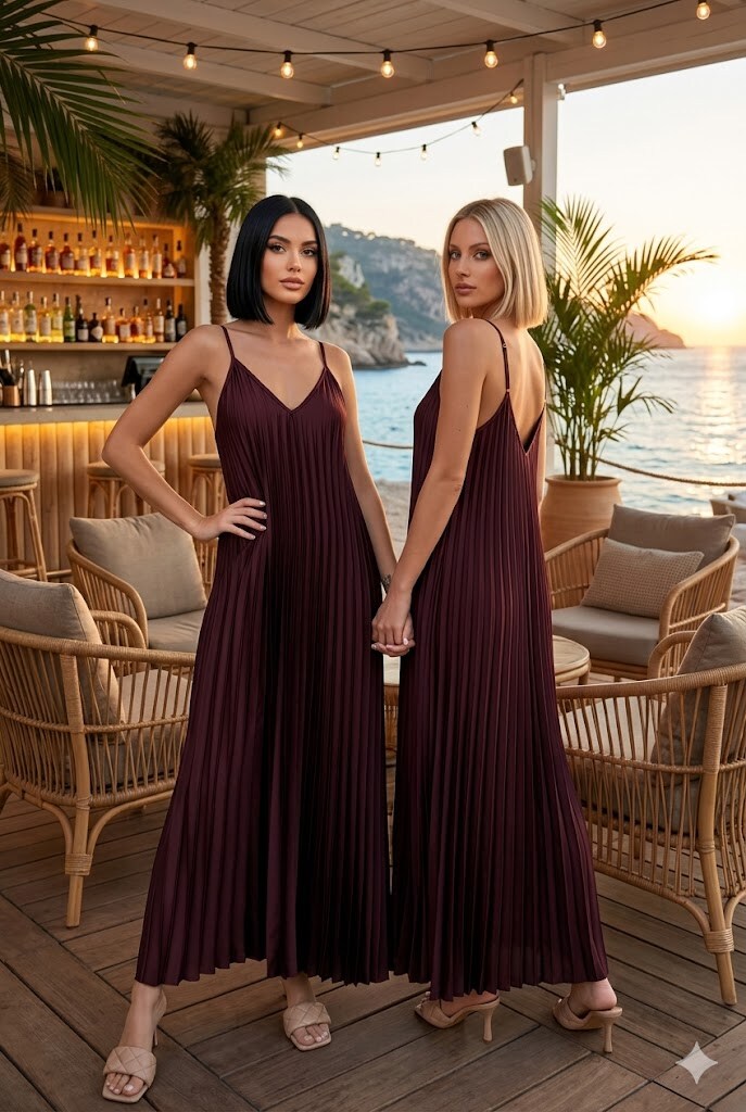 Großhändler Yitaly Style - LANGES PLISSIERTES KLEID