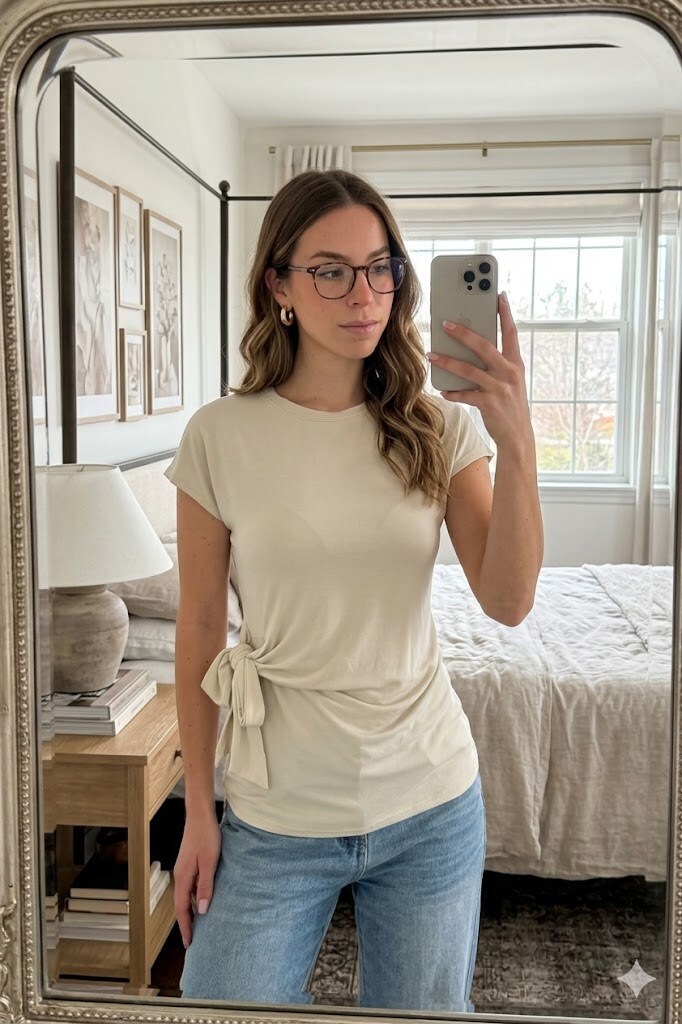 Wholesaler Yitaly Style - Short sleeve top with side knot