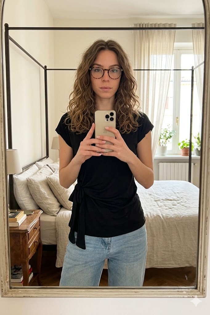 Großhändler Yitaly Style - Kurzarmshirt mit seitlichem Knoten