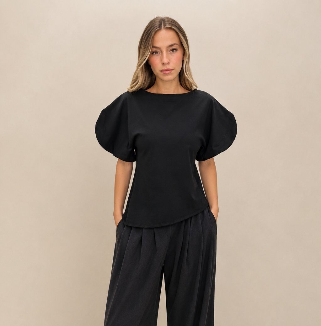 Wholesaler Yitaly Style - BOAT NECK SWEATER WITH PUFF SLEEVES