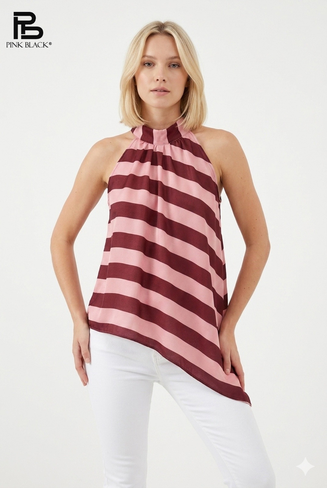 Wholesaler Yitaly Style - ASYMMETRICAL STRIPED TOP