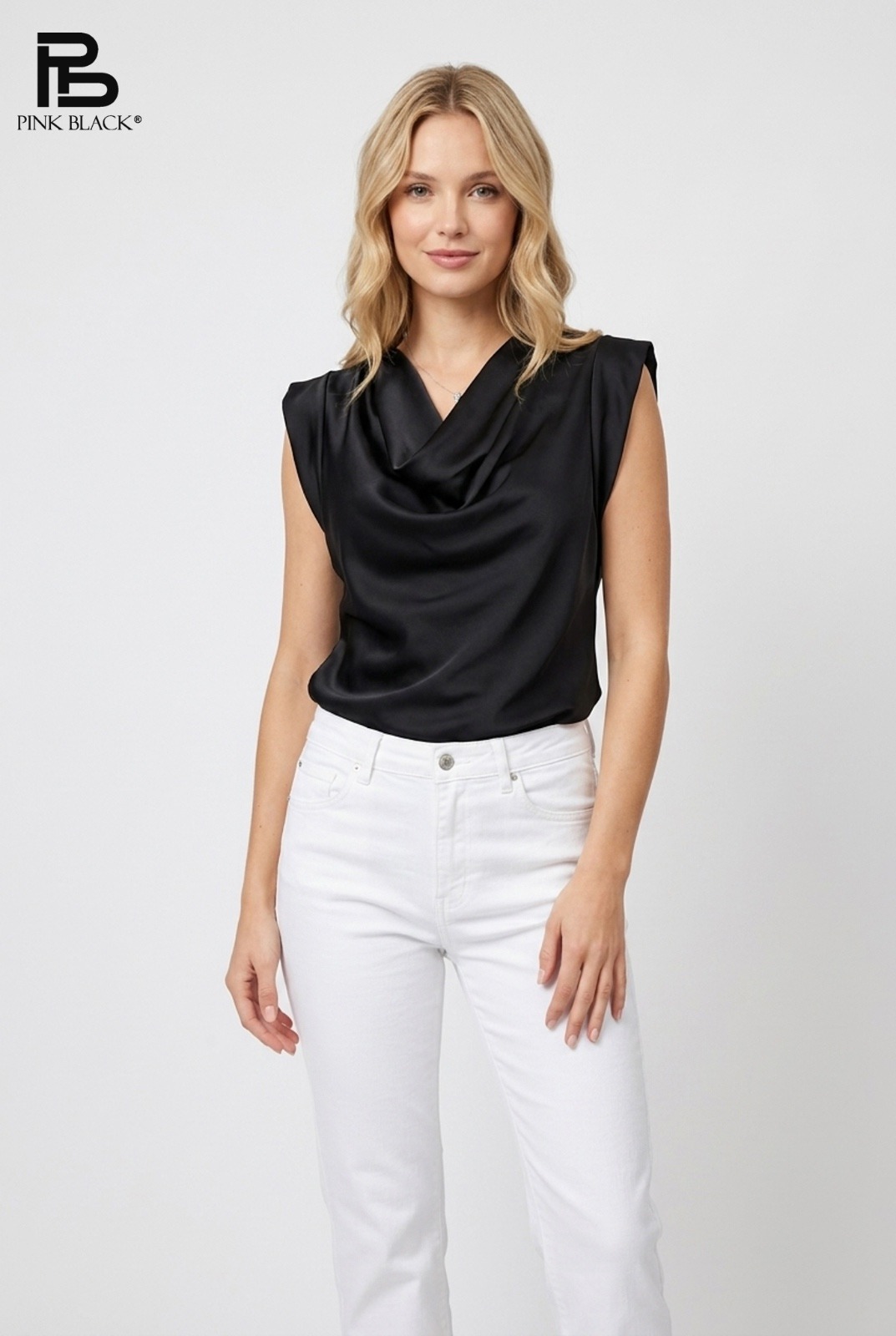 Wholesaler Yitaly Style - SATIN COWL NECK TOP
