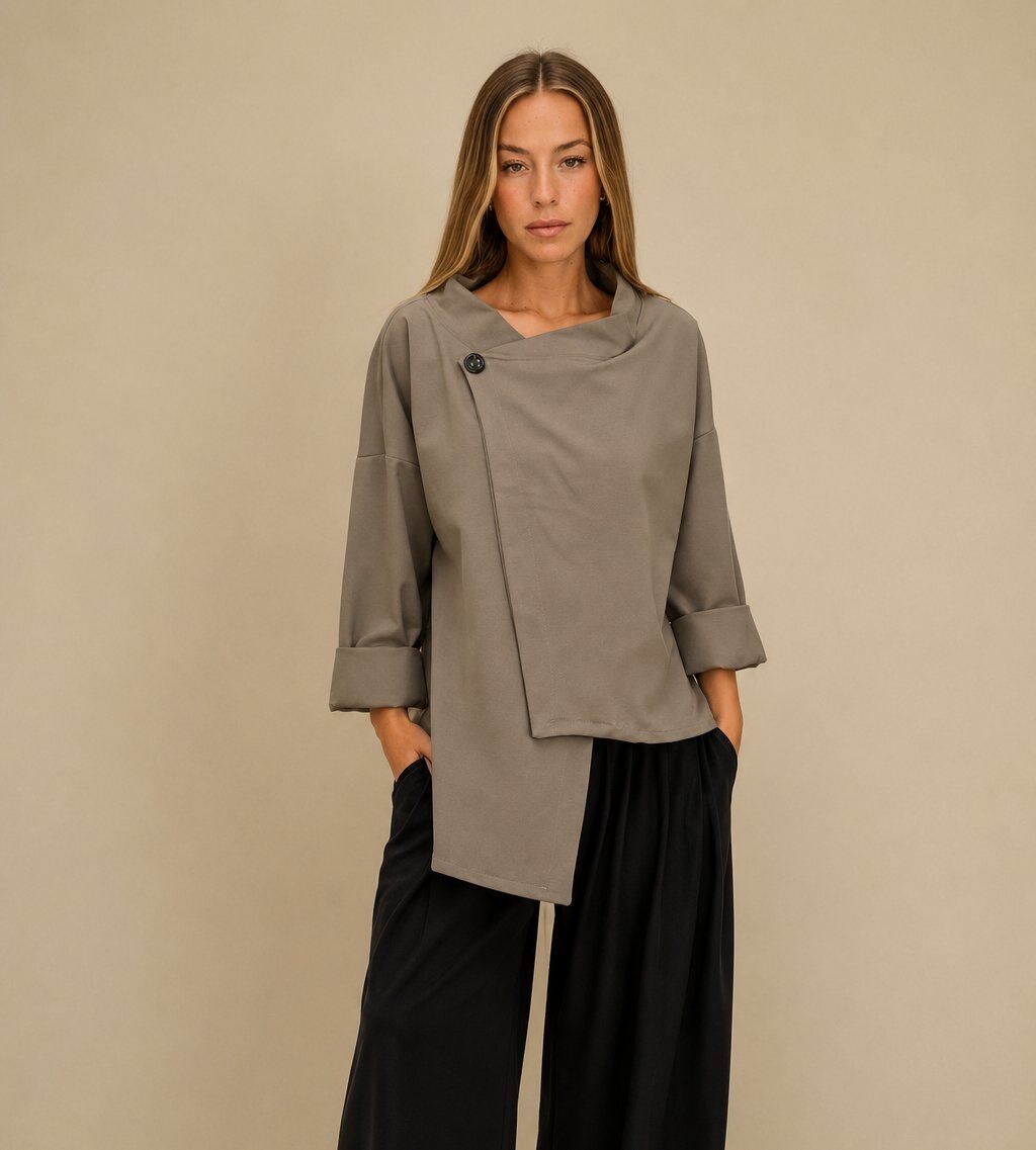 Wholesaler Yitaly Style - ASYMMETRICAL JACKET WITH BUTTON