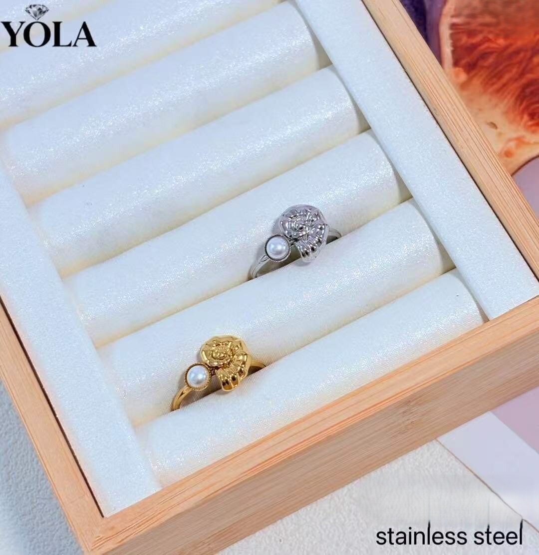 Wholesaler YOLA BIJOUX - STEEL RINGS WITH SHELL AND PEARL