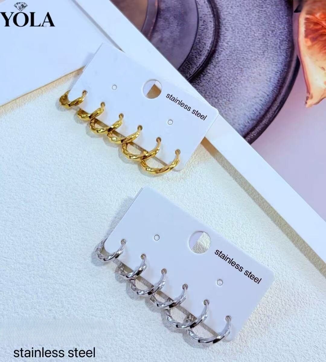 Wholesaler YOLA BIJOUX - Three pairs of earrings IN STEEL