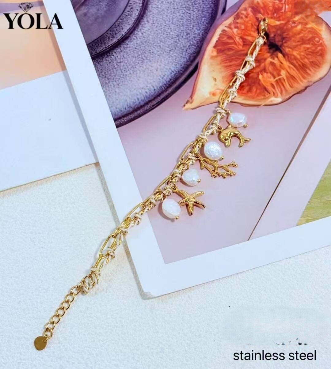 Wholesaler YOLA BIJOUX - BRACELET WITH Pearl, dolphin, starfish, coral