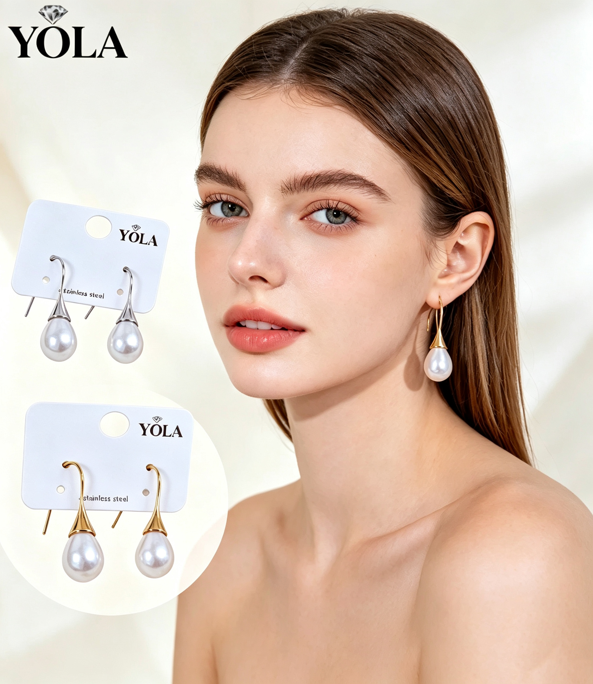Wholesaler YOLA BIJOUX - 耳环 珍珠 优雅 金银色