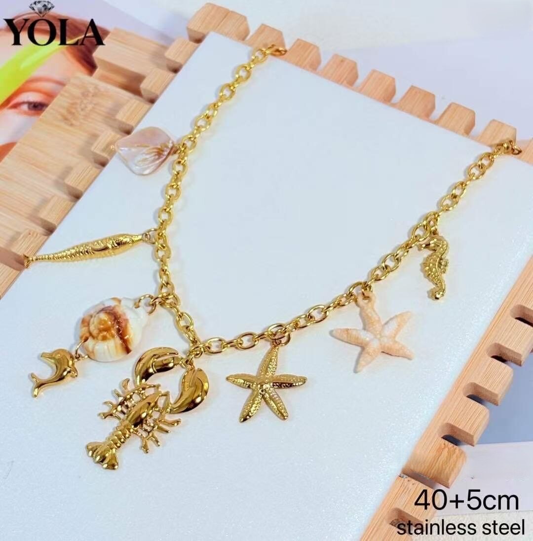 Grossiste YOLA BIJOUX - Collier d'été avec pendentifs marins en acier inoxydable
