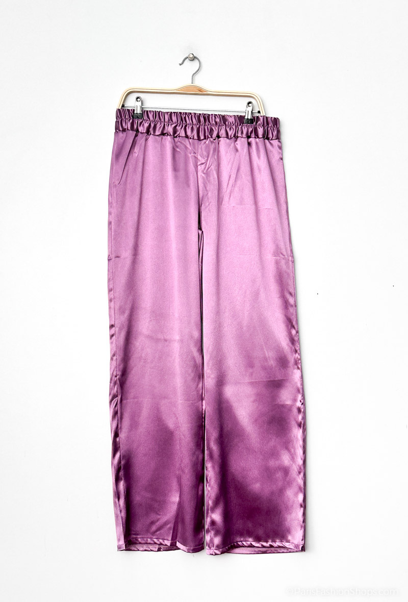 Wholesaler You Udress Size+ - Pantalon parme taille haute en satin