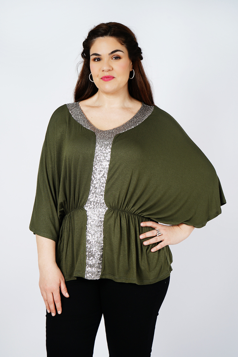 Grossista You Udress Size+ - TOP KAKI TAGLIA BAT