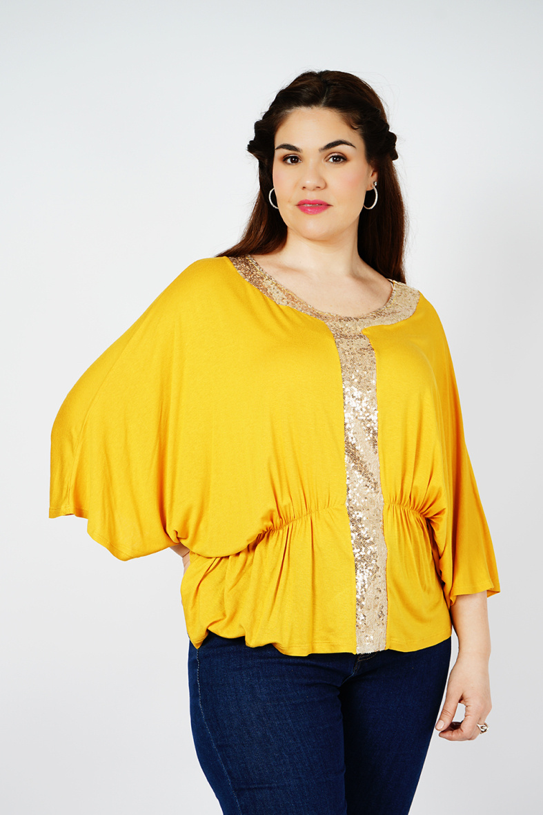 Grossista You Udress Size+ - TOP GIALLA TAGLIA BAT
