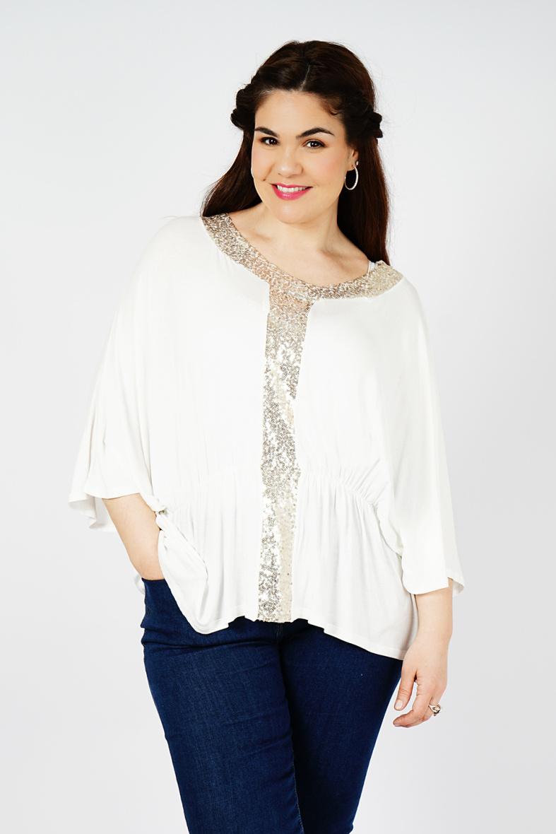 Grossista You Udress Size+ - TOP BIANCO TAGLIO BAT