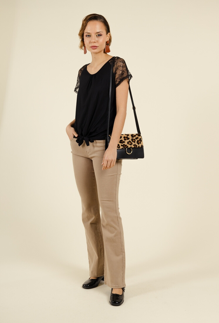 Grossista You Udress Size+ - TOP NERO CON MANICHE IN PIZZO